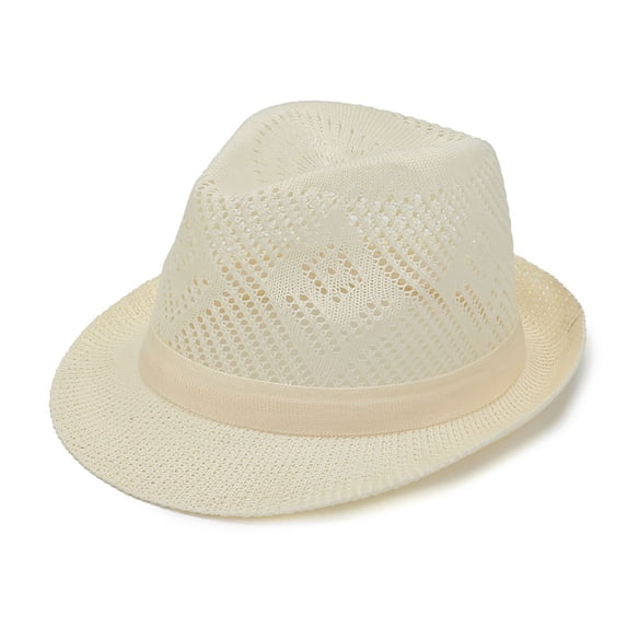 Unisex Woven Straw Fedora Panama Hat, Short Roll Brim Breathable Summer Sun Hat UPF 50 UV Protection, Packable Lightweight Beach Jazz Dress Hat for Men Women Travel Vacation, 4 Colors
