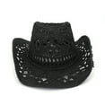 thumbnail image 1 of Unisex Woven Sun Hat, Open Weave Foldable Wide Brim Casual Cap for Travel and UV Protection, Breathable Design for Men and Women, Perfect Couple Hat for Outdoor Activities Black One Size, 1 of 2