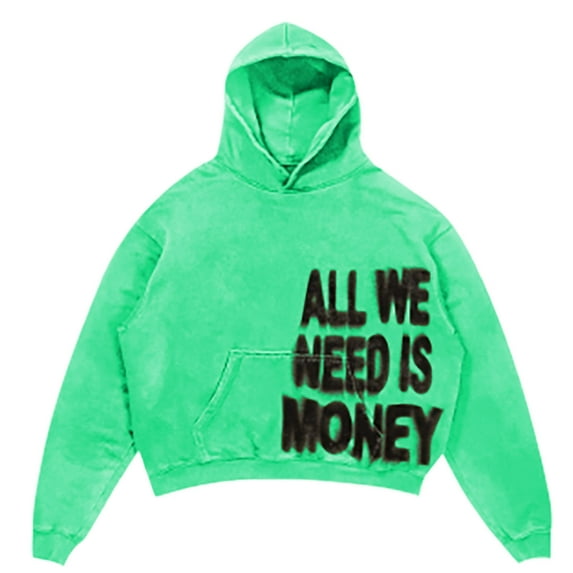 Unisex Y2K Colorful Sweatshirt Hop Letter Print Oversize Hoodie Baggy Harajuku Hoodie Color Light Green Size M