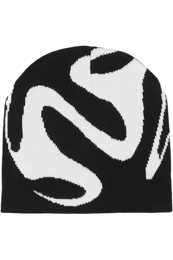 Unisex Y2K Knitted Beanie Hat Gothic Tooth Skull Cap Winter Warm Hat for Women Men Halloween