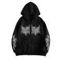 thumbnail image 1 of Unisex Y2K Zip Up Hoodie Gothic Print Hooded Sweatshirt Oversized Hooded Cardigan Sweat Jacket Emo Alternative Clothes, 1 of 4