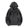 thumbnail image 1 of Unisex Y2K Zip Up Hoodie Gothic Print Hooded Sweatshirt Oversized Hooded Cardigan Sweat Jacket Emo Alternative Clothes, 1 of 4