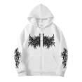 thumbnail image 1 of Unisex Y2K Zip Up Hoodie Gothic Print Hooded Sweatshirt Oversized Hooded Cardigan Sweat Jacket Emo Alternative Clothes, 1 of 4
