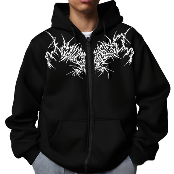Unisex Y2K Zip Up Hoodie Oversized Gothic Punk Hooded Sweatshirt Casual Baggy Sweatjacket Emo Alternative Clothes