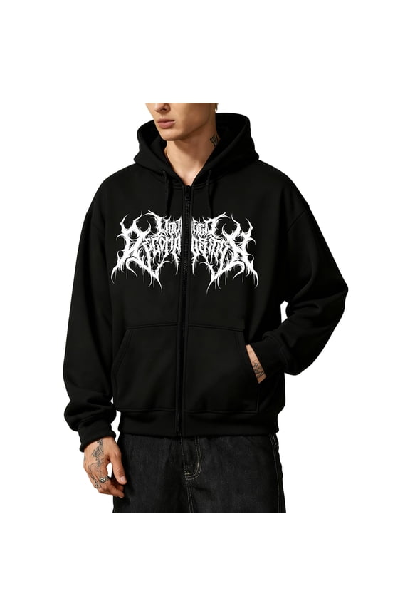 Unisex Y2K Zip Up Hoodie Oversized Gothic Punk Hooded Sweatshirt Casual Baggy Sweatjacket Emo Alternative Clothes