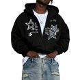 thumbnail image 1 of Unisex Y2K Zip Up Hoodie Oversized Gothic Punk Hooded Sweatshirt Casual Baggy Sweatjacket Emo Alternative Clothes, 1 of 4