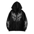 thumbnail image 1 of Unisex Y2K Zip Up Hoodie Oversized Gothic Punk Hooded Sweatshirt Casual Streetwear Hooded Jacket Emo Alternative Clothes, 1 of 4