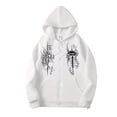 thumbnail image 1 of Unisex Y2K Zip Up Hoodie Oversized Gothic Punk Hooded Sweatshirt Casual Vintage Hooded Jacket Emo Alternative Clothes, 1 of 4