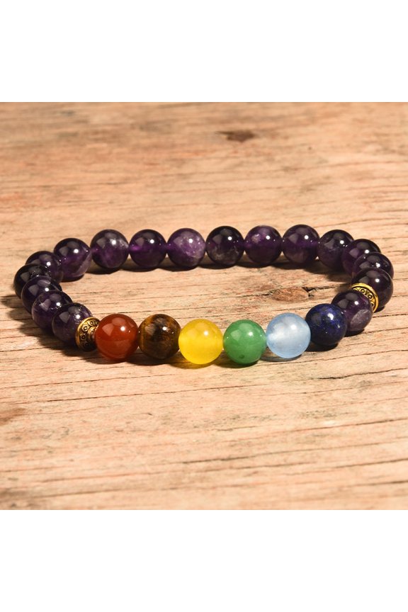 Unisex Yoga Chakra Bracelet - 7 Color Natural Stone Beaded Bracelet