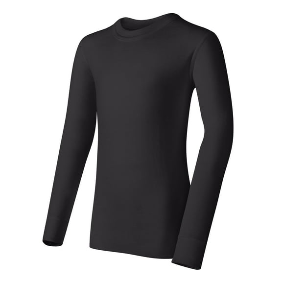 Unisex� Youth Mid Weight Long Sleeve Thermal Crew, Black - XS