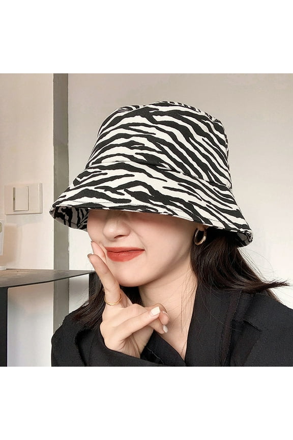 Unisex Zebra Pattern Print Bucket Hat Spring Summer Travel Beach Sun Hat Fisherman Cap Outdoor Hat for Women and Men