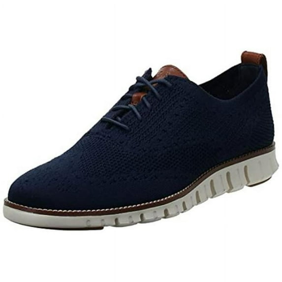 Unisex Zerogrand Wingtip Oxford Shoe, Marine Blue Stitchlite Ivory - Size 10
