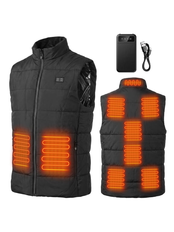 Unisex Zip-Up Heated Vest with 9 Heating Zones & 3 Levels, Sleeveless Winter Jacket Battery Pack Included, Outdoor Hiking Gift