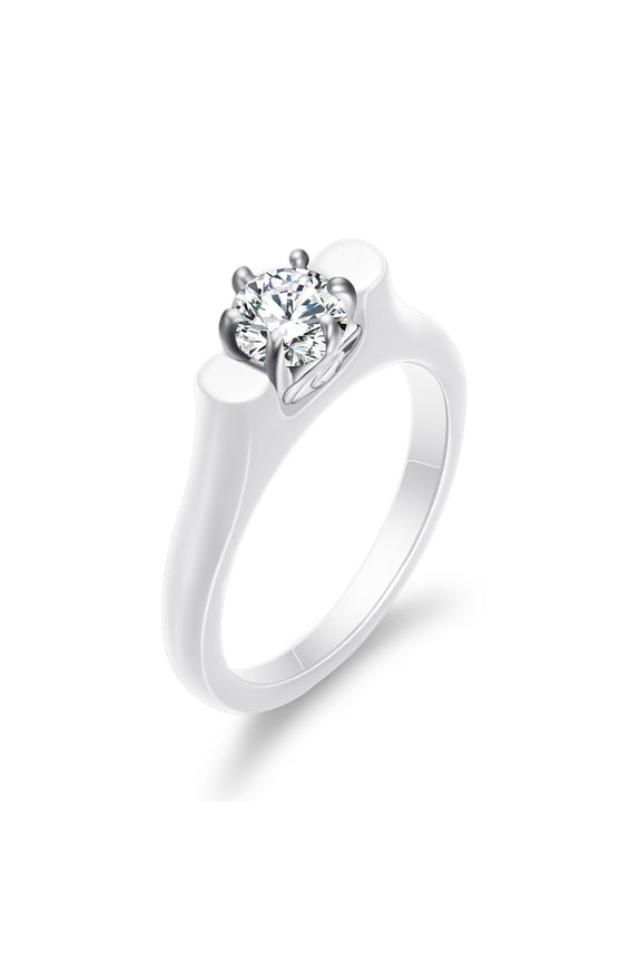 Unisex Zircon Inlay Ring With Ceramic And Titanium Steel In Elegant Design For Daily Wear Gift Idea For Men And Women