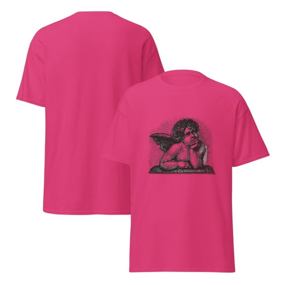Unisex classic graphic tee Madonna Love Cherub angel  (Heliconia, 2XL)