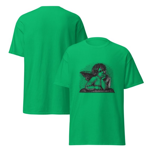 Unisex classic graphic tee Madonna Love Cherub angel  (Irish Green, M)