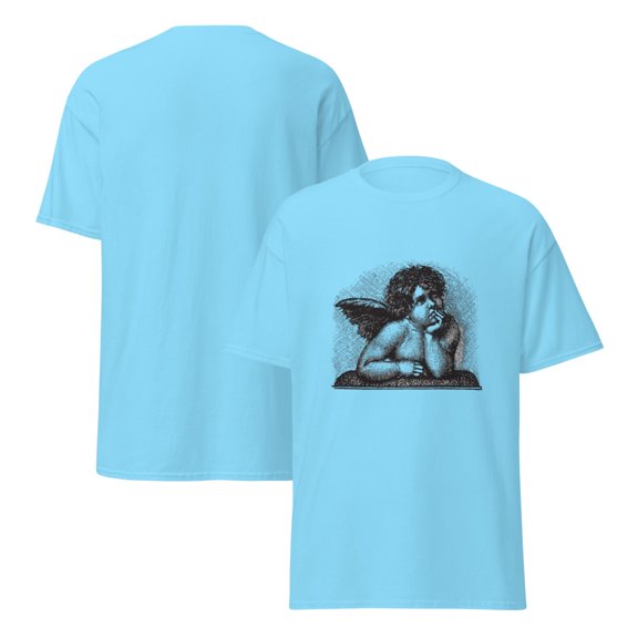 Unisex classic graphic tee Madonna Love Cherub angel  (Sky, L)
