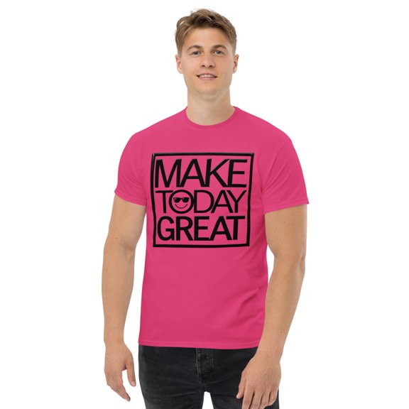 Unisex classic graphic tee message positivity make today great generated (Heliconia, M)