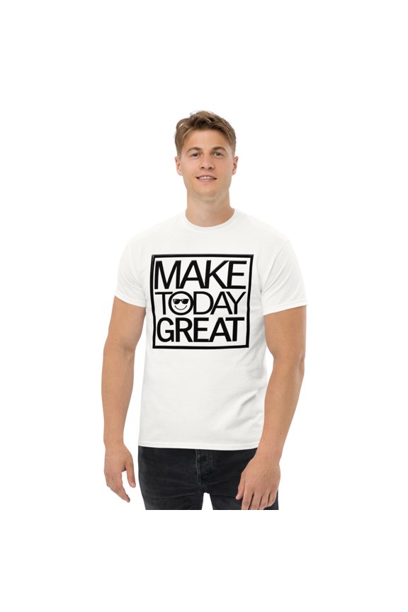 Unisex classic graphic tee message positivity make today great generated (White, L)