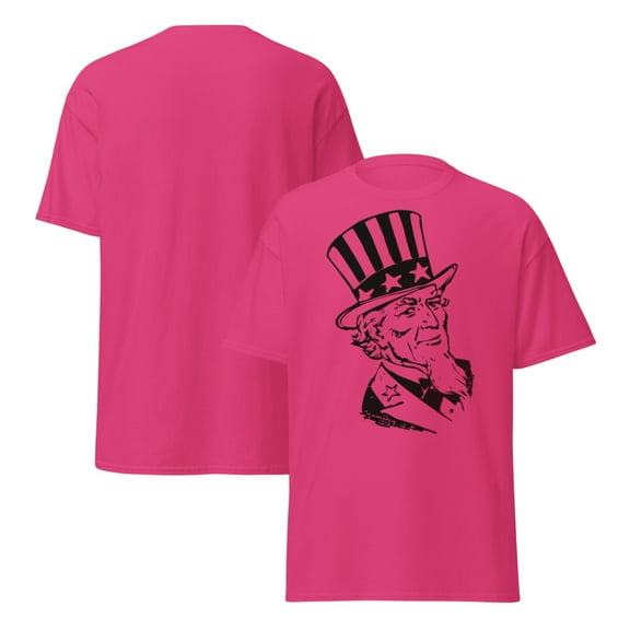 Unisex classic tee image of Uncle Sam sign in clear background (Heliconia, M)
