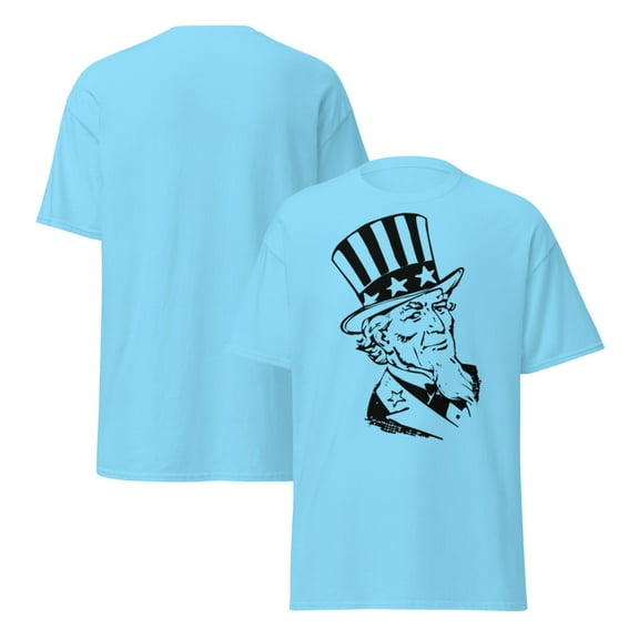 Unisex classic tee image of Uncle Sam sign in clear background (Sky, XL)