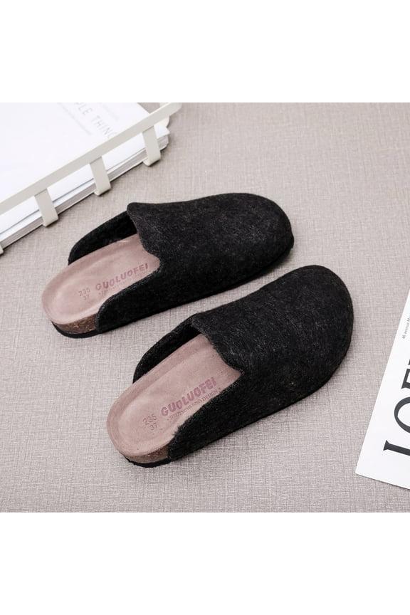 Unisex for Men Women with Cork-Footbed Cushion Shoes Wool felt Open Back Clog Slippers