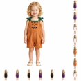 thumbnail image 1 of Unisex kids Corduroy Short Overalls, Pumpkin Felt Appliques Sleeveless Dungarees with Pockets, Comfort Baby Outfit for First Halloween Photoshoots and Pumpkin Patch Visits for 1-7 Years, 1 of 7