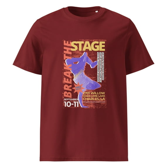 Unisex organic ribbed neck t-shirt (Burgundy)