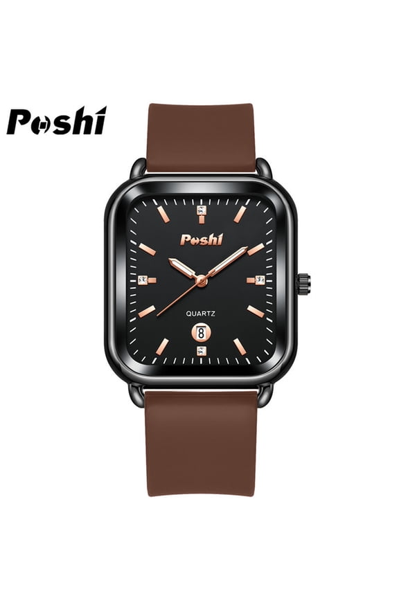 Unisex quartz watch, new men's watch with silicone strap, square quartz watch, women's watch, fashionable waterproof ladies' watch, trendy business wristwatch for both men and women