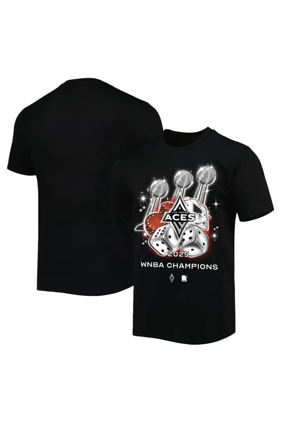 Unisex round21 Black Las Vegas Aces Three-Time WNBA Champions Oversized Premium T-Shirt