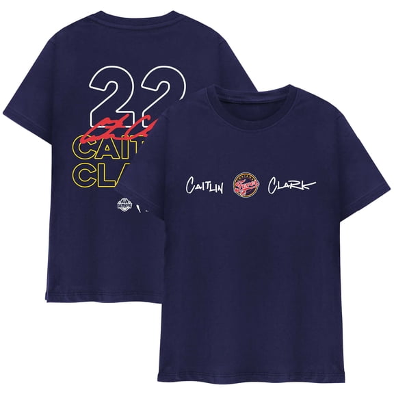 Unisex round21 Caitlin Clark Navy Indiana Fever Player Signature T-Shirt