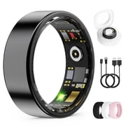 Oucscru Unisex Smart Ring, Black, Size 7