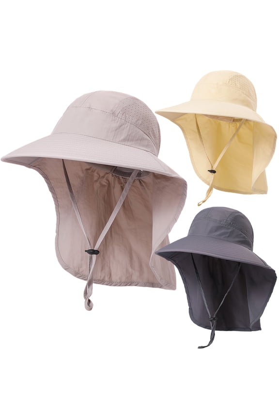 Unisex Sun Hat With Ponytail Opening, Fishing Hat, UV Protection, Wide-Brimmed Beach Adventure Hat With Neck Flap