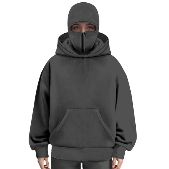 Unisex women's pullover hooded casual double-hooded long-sleeved warm hooded sweatshirt