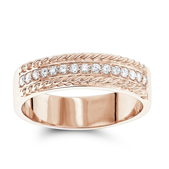 Unisexd Solid Natural Round 0.3 Ctw Diamond Wedding Band For Him And Her (Rose Gold Size 9)
