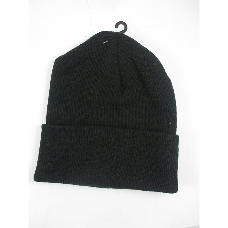 Plain black beanie hat sales