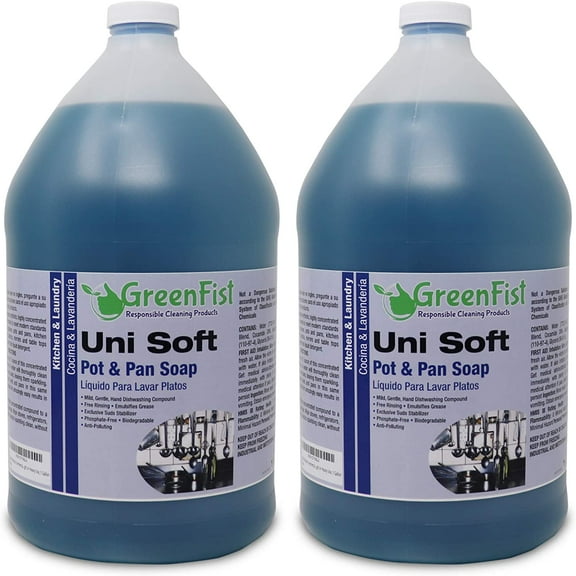 Unisoft Kitchen Commercial Hand Dish Detergent Pot & Pan Soap Liquid [Concentrated] Light or Heavy Use (1 Gallon) (2 Pack)