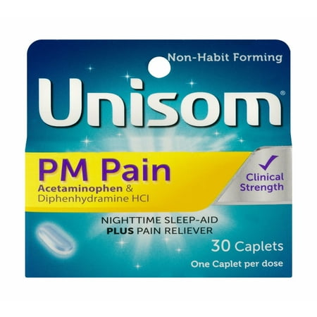 Unisom PM Pain Clinical Strength Acetaminophen and Diphenhydramine HCI Night Time Sleep Aid Caplets 30 ct