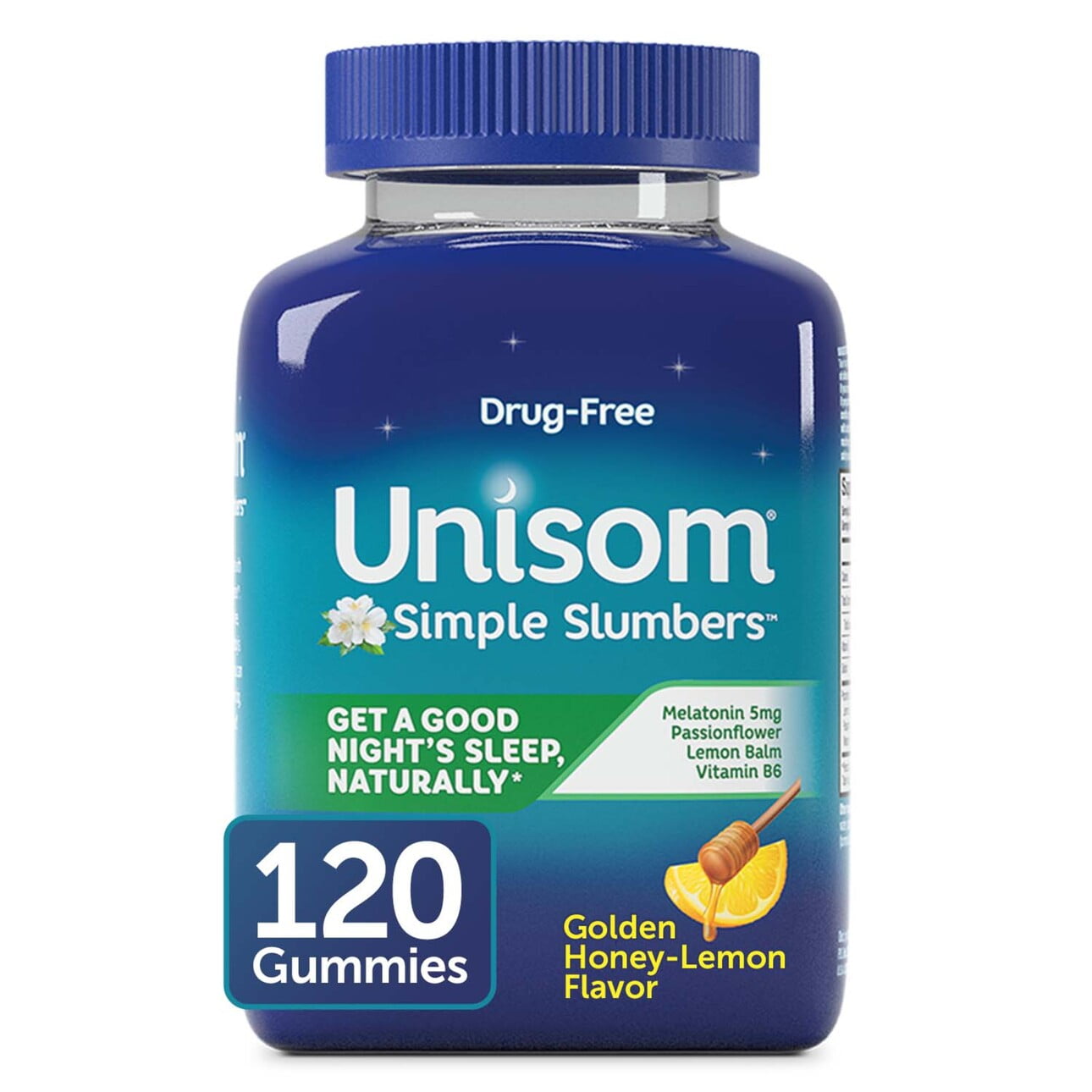 Unisom Simple Slumbers Sleep Aid Gummies with 5mg Melatonin, Honey Lemon, 120 ct.