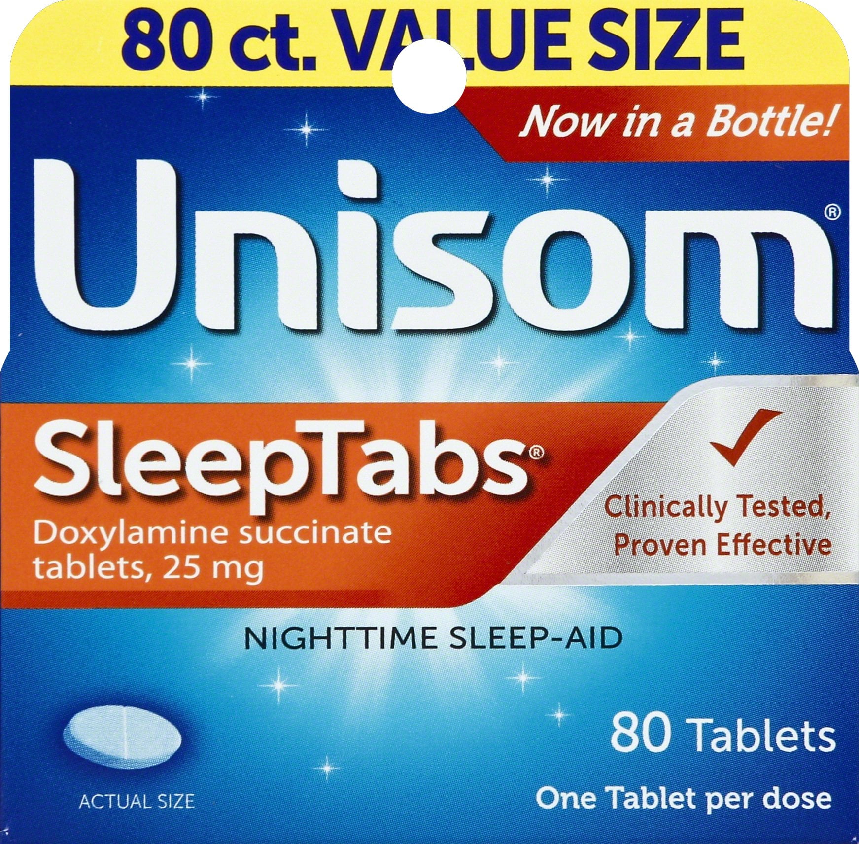 Unisom SleepTabs Doxylamine Succinate Sleeping Pills, Nighttime Sleep Aid, 25 mg, 80 Tablets