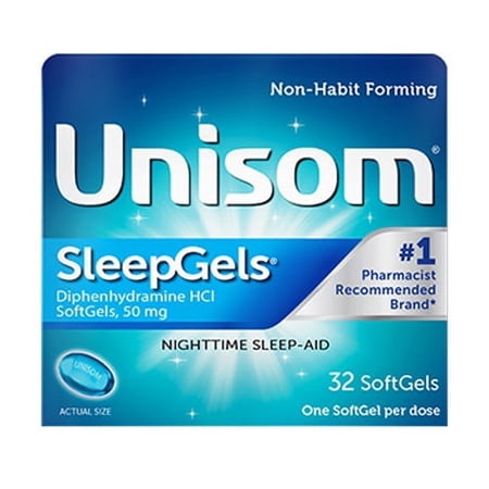 Unisom SleepGels Nighttime Sleep-Aid Softgels, 32 Ct (2 Pack) (Bundle)