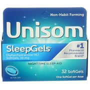Unisom SleepGels Nighttime Sleep-Aid Softgels, 32 Ct 2 Pack Bundle