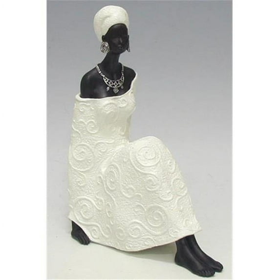 Unison Gifts JW-0017 8.5 x 10.5 in. Sitting Tribal Lady, White