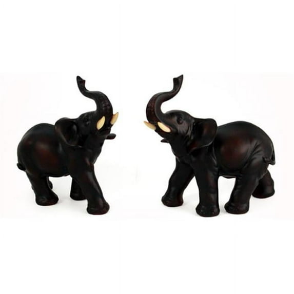 Unison Gifts PWE-150 5.5 L X 6.5 H In. Dark Mahogany Elephants, S-2, 2 Styles