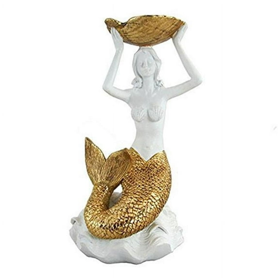 Unison Gifts UPG-434 10 in. Mermaid with Gold Tail - White