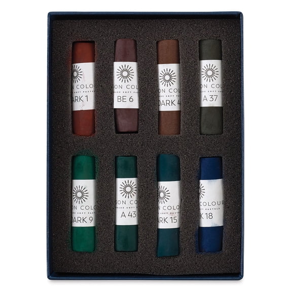 Unison Handmade Pastel Set - Dark Colors, Set of 8, Full Stick