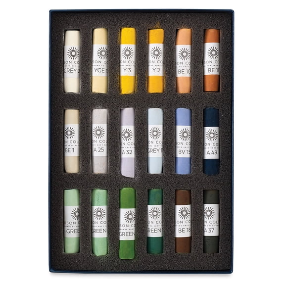 Unison Handmade Pastel Set - Landscape Colors, Set of 18, Full Stick