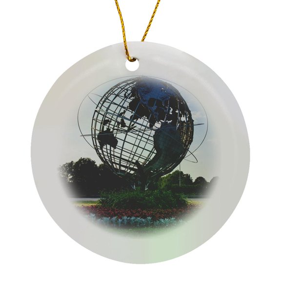 3drose, Unisphere, Globe of the World with Flower, Circle Porcelain Ornament