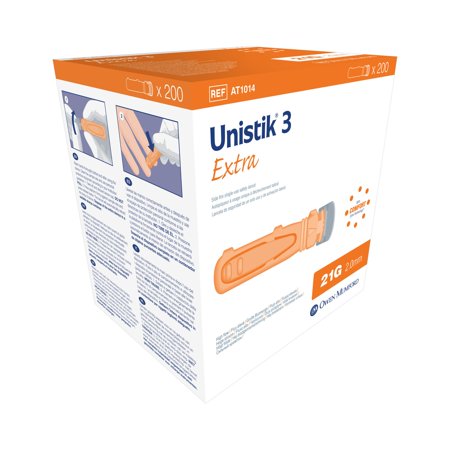 Unistik 3 High Flow Safety Lancet 21 Gauge Needle 2.0 mm Depth 1 Box(s), 200 /Box