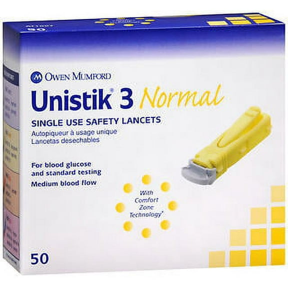 Unistik 3 Medium Flow Safety Lancet 23 Gauge Needle 1.8 mm Depth 1 Box(s), 50 /Box